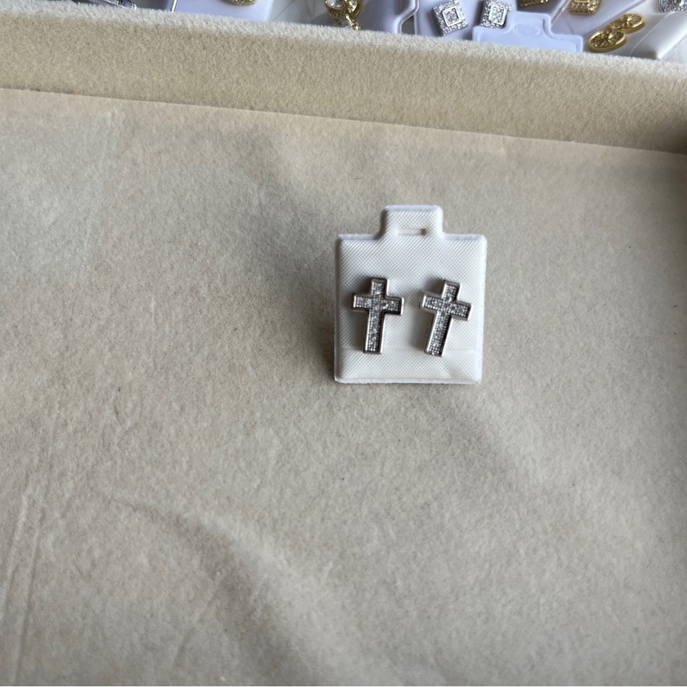 14k gold plated Sparkling Cross Stud Earrings